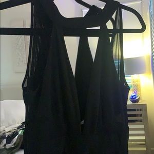 Black mesh wide leg jumpsuit